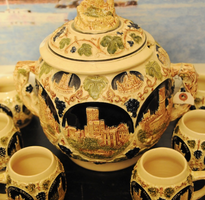 German Punch Bowl and 6 Mugs 